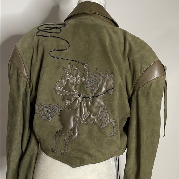 CLAUDE MONTANA Pour IDEAL CUIR PARIS 80’s vintage suede, brown leather & concho - Picture 2 of 14